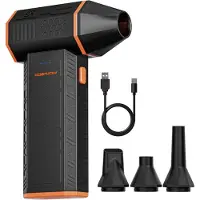 LTPRTZ Soffiatore elettrico a batteria - Mini ventilatore - Per rimuovere la polvere - 3 velocità regolabili - 0,45 kg - Nero