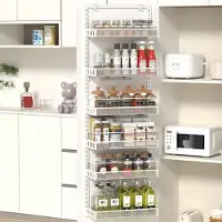 LTPRTZ Ripiano portaoggetti a 6 livelli - Organizzatore - Per l'organizzazione della dispensa in cucina - Cesti regolabili - 127,5 x 43,5 cm - Bianco