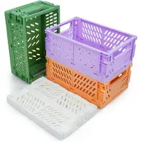 LTPRTZ Contenitori pieghevoli - Set di scatole pieghevoli - Organizzazione domestica - Impilabili, salvaspazio - 4 pezzi, 25 cm - Multicolore