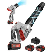 LTPRTZ Soffiatore a batteria - Utensile elettrico - Per la pulizia del giardino - Modalità turbo: 1189 m³/h - 2 batterie da 4,0 Ah - Colore: nero