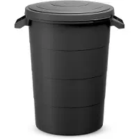 LTPRTZ Contenitore per acqua con coperchio - Contenitore in plastica - Serbatoio per acqua - Pratiche maniglie - 80 litri - Grigio antracite