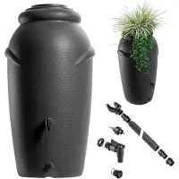 LTPRTZ Regenton in plastica - Serbatoio per acqua piovana - Per l'irrigazione del giardino - Stile antico - 210 litri - Grigio antracite