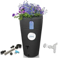 LTPRTZ Contenitore di raccolta dell'acqua piovana - Ideale per l'irrigazione del giardino - Con vaso per piante - Capacità: 230 litri - Colore: antracite