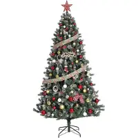 LTPRTZ Albero di Natale Artificiale Effetto neve - Albero decorazione - Decorazione festiva - Con illuminazione a LED - 180 cm - Verde/Bianco