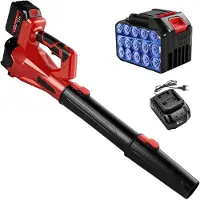 LTPRTZ Accu Bladblazer - Soffiante turbo - Facile manutenzione del giardino - 6 velocità regolabili - 61 m³/ora - Rosso