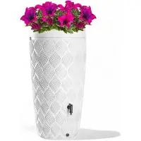 LTPRTZ Contenitore per piante con serbatoio integrato - Serbatoio di raccolta acqua piovana - Vaso integrato - Capacità: 240 litri, dimensioni: 112 cm - Colore: bianco