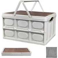 LTPRTZ Contenitore pieghevole - Coperchio per box da campeggio - Pratico per lo stoccaggio - Plastica adatta al contatto con gli alimenti - 30 litri - Bianco