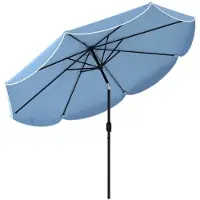 Novavision Ombrellone rotondo per balcone o spiaggia, con inclinazione regolabile in 3 posizioni, manovella, 8 stecche, diametro 265 cm, altezza 235 cm, colore blu cielo, materiale: poliestere