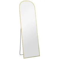 Moonbite Specchio a figura intera , altezza 161,5 cm, da appoggiare a terra o da fissare a parete, vetro temperato resistente agli urti, cornice in alluminio inossidabile, vetro, finitura oro
