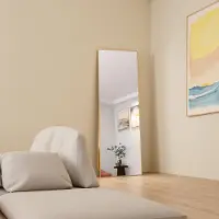Moonbite Specchio rettangolare per il trucco in vetro temperato, cornice in alluminio nero, 162 x 53 cm, elegante design moderno per la camera da letto o il bagno