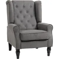 Novavision Poltrona singola Poltrona relax Poltrona con orecchie con trapuntatura, gambe in legno, poliestere, grigio scuro, 74x86x102 cm per soggiorno e camera da letto