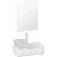 Novavision Specchio per il trucco con illuminazione specchio per il trucco ricaricabile a LED ruotabile di 180° con 2 modalità di illuminazione, bianco