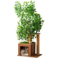 Novavision Tiragraffi a forma di albero alto 158 cm con 3 piattaforme e aperture per gatti – foglie rimovibili, MDF impermeabile e resistente ai graffi