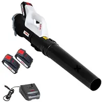 LTPRTZ Accu Bladblazer - Soffiatore per giardino - Rimozione delle foglie - Ventola assiale - 2 batterie incluse - Colore: nero e grigio