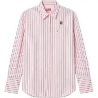 Kenzo Camicia Donna a Righe Rosa con Spilla Decorativa