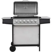 vidaXL Barbecue a gas a 6 fiamme in acciaio inox argento
