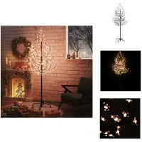 vidaXL Albero di Natale a LED con fiori di ciliegio, luce bianca calda, 200 LED, 180 cm