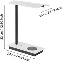 Eglo Lampada da tavolo a LED Arenza, bianca, nera, dimmerabile, con funzione di ricarica per smartphone