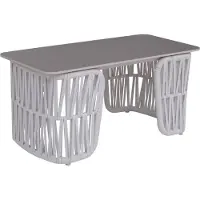 Mendler Tavolino da salotto MCW-P90, tavolo da giardino, tavolo da balcone, outdoor, intreccio in corda Rope Sinterstein 43x90x45cm ~ grigio chiaro, piano grigio