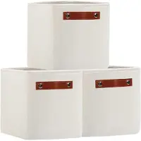 Markenlos Cesto portaoggetti in tessuto, pieghevole, con maniglie, bianco, 30 x 30 x 30 cm