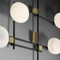SFORZIN Applique Lingotto, a 5 luci, bianco/oro/nero, vetro
