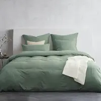Merkloos Set di copripiumino verde salvia, 200 x 200 cm, con 2 federe, in microfibra