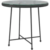 Merkloos Tavolo da giardino con diametro di 80 cm, piano in vetro temperato e struttura in acciaio