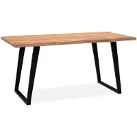 Wohnling Scrivania 120x60x76 cm Legno massello di acacia / metallo Scrivania per computer Bordo del tronco Scrivania da ufficio per home office Massiccia con gambe a U in nero Tavolo in legno