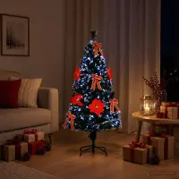 Syfax Albero di Natale in fibra ottica 120 cm 12 LED Multicolore PVC