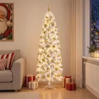 Syfax Albero di Natale Artificiale Slim con Palline 210 cm 300 LED