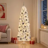 Syfax Albero di Natale Artificiale Slim con Palline 180 cm 300 LED
