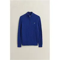 Gant per uomo. 8050603 Maglione di lana a trecce con media blu (M), Casual, Classico, Cotone biologico