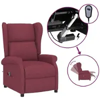 vidaXL Sedia ad ala con funzione reclinabile in tessuto rosso vino elettrico
