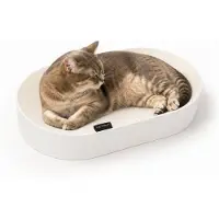 Dripio Ciotola per gatti in cartone ondulato, forma ovale, dimensioni 63x35x10 cm, colore bianco