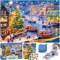 Quanquer Puzzle Calendario dell'Avvento 2026 Natale Jigsaw con 24 Giorni 1008 Pezzi per Adulti Bambini Ragazzi Ragazze Calendario Countdown Natalizio Porto