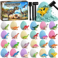 Aikunlnb Calendario dell'Avvento 2026 Dinosauri Set da Scavo Bambini 24 Giorni Calendario di Natale 24 Uova di Dinosauro 24 Dinosauri Giocattolo Dino Natale