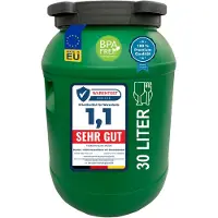 Wilai GmbH fusto a collo largo plasteo 30 L con coperchio per alimenti - robusto fusto universale in HDPE con tappo a vite, per alimenti, stoccaggio e trasporto, verde