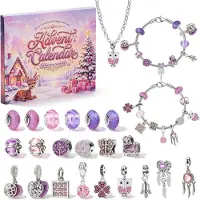 COZCLAM Calendario dell'Avvento Gioielli 2026 Calendario di Natale 24 Giorni Calendario dell'Avvento Gioielli 24 Giorni Rosa e Viola