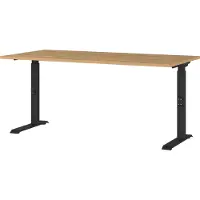 Dripio Scrivania regolabile in altezza, impiallacciata in rovere Grandson/nera, dimensioni 160x91x80 cm