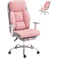 HOMCOM Sedia da Ufficio Ergonomica Rinforzata con Braccioli Regolabili, Poggiapiedi e Poggiatesta, Rosa