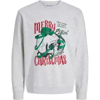 Jack & Jones Felpa 'JJMERRY SKULL XMASK' verde / rosso fuoco / nero / bianco sfumato