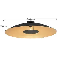 LINDBY plafoniera Narisara, Ø 80 cm, E27, nero-oro