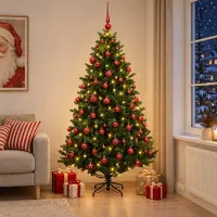 Syfax Albero di Natale Artificiale con Palline 210 cm 300 LED
