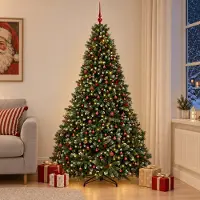 Syfax Albero di Natale artificiale verde con palline 300 cm 600 LED