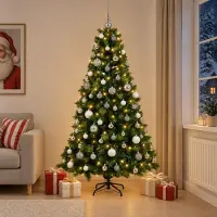 Syfax Albero di Natale artificiale con palline 210 cm 300 LED