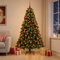 Syfax Albero di Natale artificiale con palline 210 cm 300 LED