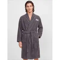 Jack & Jones Accappatoio lungo 'JACSOLID' grigio scuro / bianco