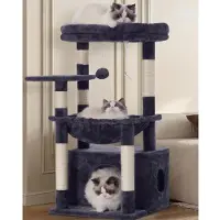 Merkloos Tiragraffi per gatti albero per gatti - Piattaforma di riposo 40 x 30 cm - Cuccia per gatti - Tiragraffi in sisal - Grigio fumo