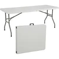 Merkloos Tavolino da giardino pieghevole - Bianco - 180 x 70 x 74 cm - Tavolino pieghevole per uso interno ed esterno