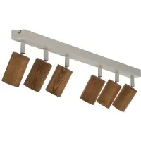 Luminex Faretto da soffitto Nisse, bianco, lunghezza 90 cm, a 5 luci, legno/metallo